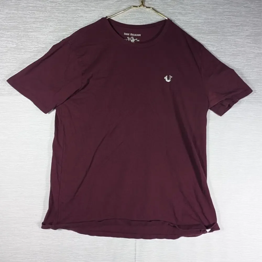 True Religion Tee Shirt Womens Extra Large Purple Big Logo Short Sleeve Top